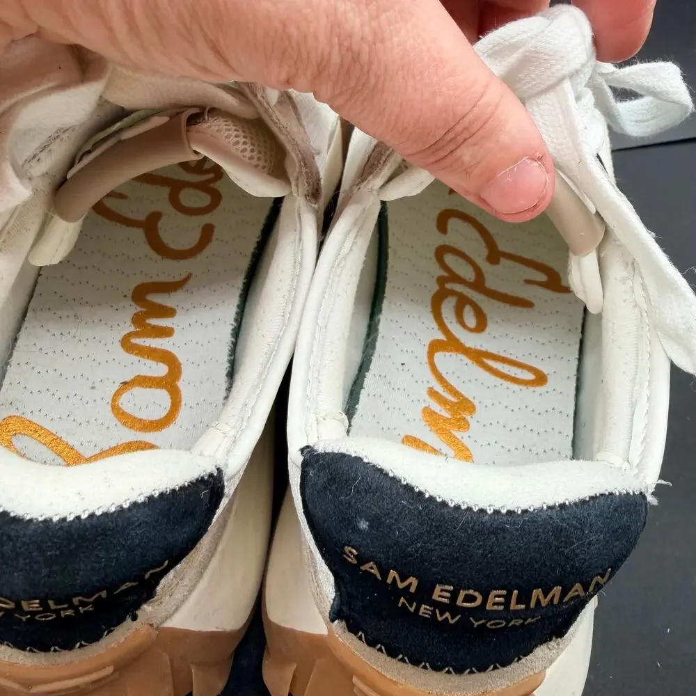 Sam Edelman Sneakers Women Size 6M White Beige Platform Gum Sole Lace Up